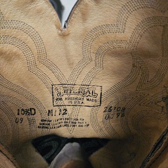 Vintage Imperial Cowboy Boots Leather American USA Made Black/Gray 10.5D M112 main image 5
